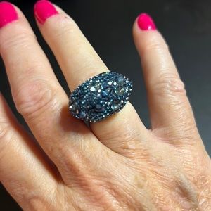 ATELIER SWAROVSKI ⚜️ Rare Montana Blue Crystals Ring